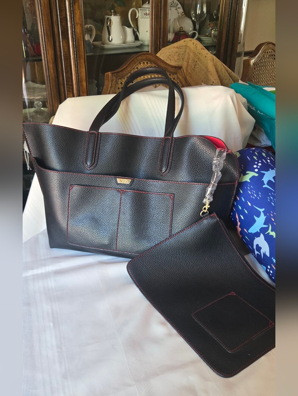 Tutilo Faux Leather Work Bag & Pouch